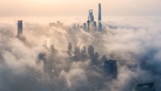Skyscrapers reaching the clouds