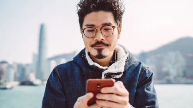 A man texting