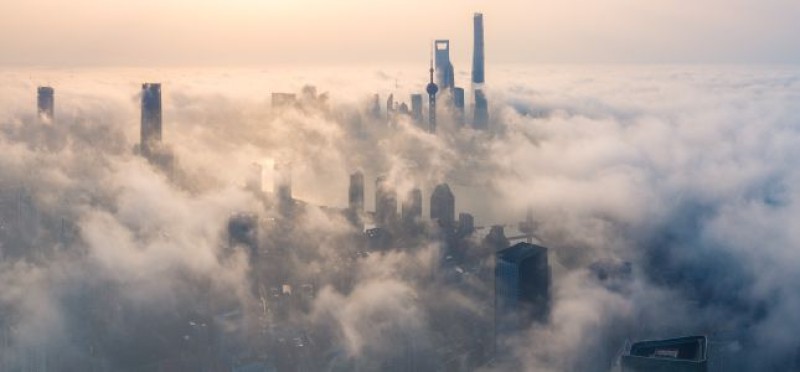 Skyscrapers reaching the clouds