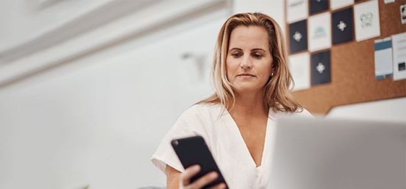 A woman checking her phone