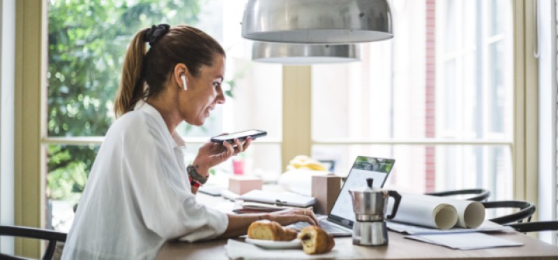 A busy woman at work