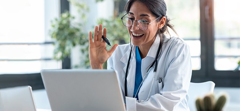 A doctor in an online consultation