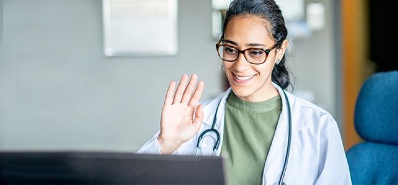 Healthcare professional doing an online consultation