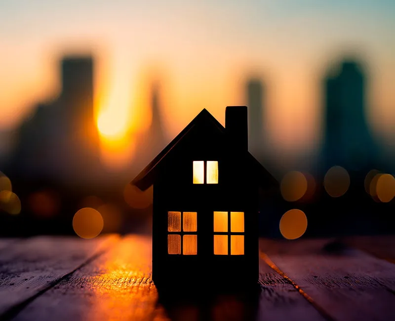 A house at night